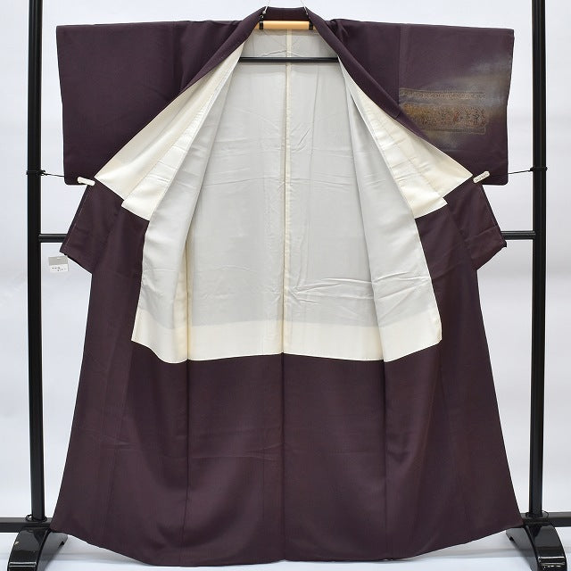 Vintage Japanese Kimono | Tsukesage Kimono | Purple Silk Crepe | Ancient Pattern | Size S | Sustainable | rr1272b