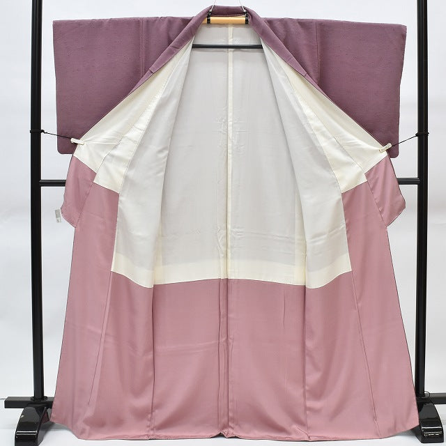 Vintage Japanese Kimono | Iro-Muji Kimono | Purple Silk Crepe | Grass Weave | Size M-L | Sustainable | rr1302b