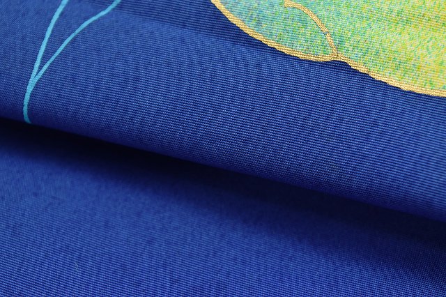 Vintage Japanese Obi | Nagoya Obi | Blue Silk Habutae | Camellia Pattern | Sustainable | rr1355b