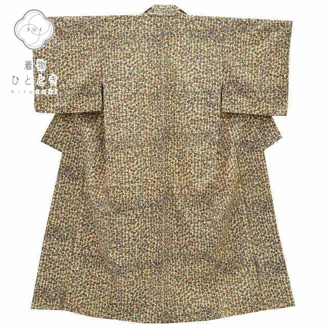 Vintage Japanese Kimono | Tsumugi Kimono | Dark Beige Silk | Floral Pattern | Size S | Sustainable | rr1380b