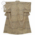 Vintage Japanese Kimono | Tsumugi Kimono | Dark Beige Silk | Floral Pattern | Size S | Sustainable | rr1380b