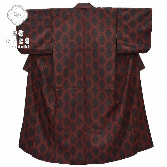Vintage Japanese Kimono | Tsumugi Kimono | Black Silk | Tortoiseshell Pattern | Size SS | Sustainable | rr1396b