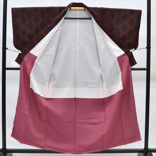 Vintage Japanese Kimono | Tsumugi Kimono | Black Silk | Tortoiseshell Pattern | Size SS | Sustainable | rr1396b