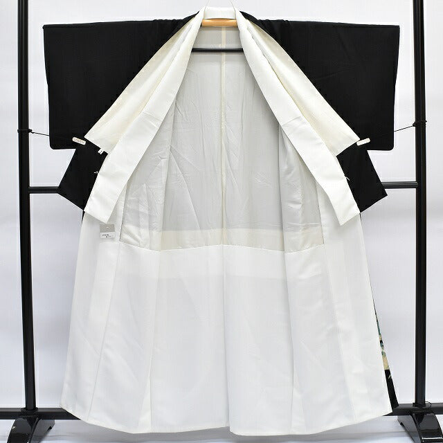 Vintage Japanese Kimono | Black Tomesode Kimono | Silk | Five Crests | Facing Crane | Yuzen | Artist Signed | Sustainable | rr1422b