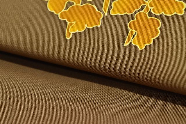 Vintage Japanese Obi | Nagoya Obi | Brown Silk Habutae | Floral Pattern | Sustainable | rr1463b