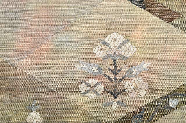 Vintage Japanese Obi | Summer Fukuro Obi | Brown Silk | Floral Embroidery | Tsumugi Ground | Sustainable | rr1468b