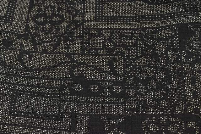 Vintage Japanese Kimono | Yuki Tsumugi Kimono | Brown Silk | Turtle Shell Kasuri Pattern | Size L | Sustainable | rr1495b