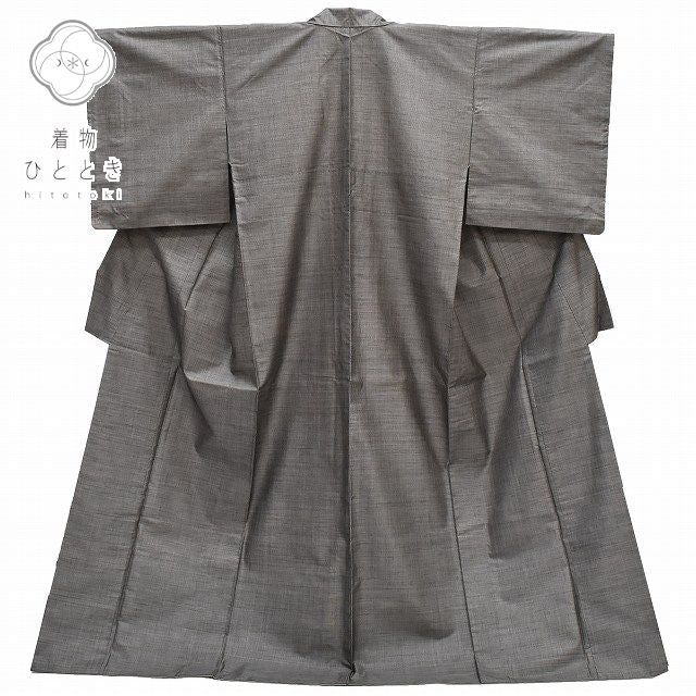 Vintage Japanese Kimono | Oshima Tsumugi Kimono | Brown Silk | Mosquito Kasuri | Mud-dyed | Size L | Sustainable | rr1500b