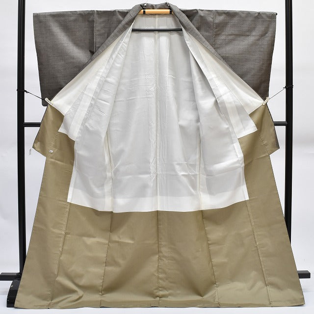 Vintage Japanese Kimono | Oshima Tsumugi Kimono | Brown Silk | Mosquito Kasuri | Mud-dyed | Size L | Sustainable | rr1500b