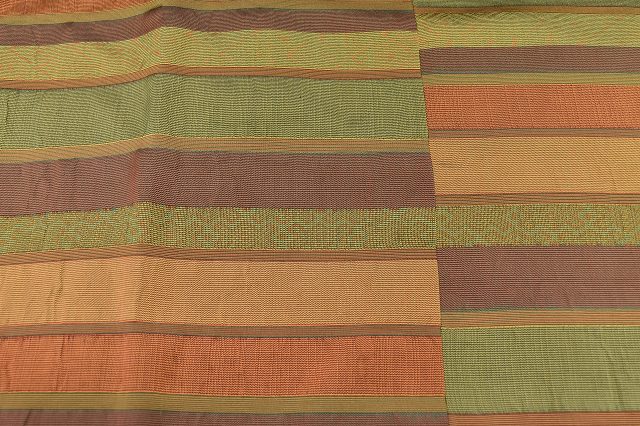 Vintage Japanese Kimono | Dochunagi Coat | Brown Green Silk | Stripe Pattern | Long | Sustainable | rr1546b