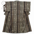 Vintage Japanese Kimono | Ryukyu Tsumugi Kimono | Brown Silk | Ryukyu Kasuri Pattern | Size M-LL | Sustainable | rr1569b