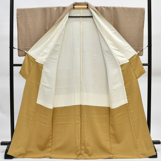 Vintage Japanese Kimono | Komon Kimono | Brown Silk Crepe | Polka Dot Pattern | Modern | Size M-LL | Sustainable | rr1570b