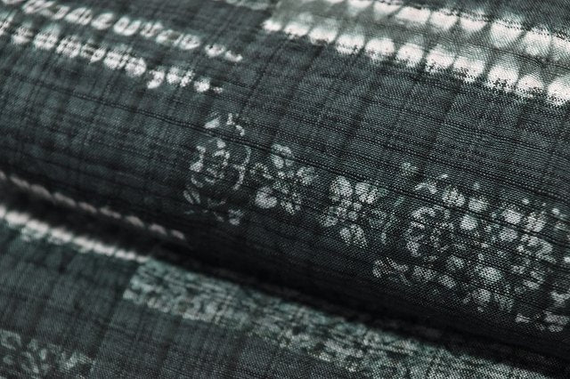 Vintage Japanese Kimono | Tsumugi Kimono | Dark Gray Silk Shibori | Diamond Pattern | Size M-LL | Sustainable | rr1575b