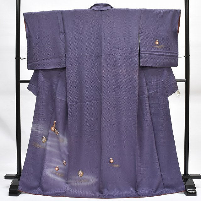 Vintage Japanese Kimono | Houmongi Kimono | Purple Silk | Vessel Pattern | Size M-L | Sustainable | rr1576b