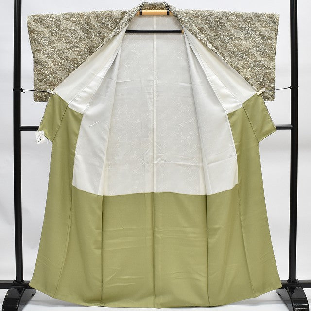 Vintage Japanese Kimono | Komon Kimono | Beige Silk Crepe | Pine Bamboo Plum | Kyoto Artisan Signed | Size S | Sustainable | rr1579b