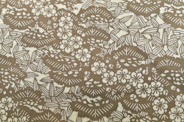 Vintage Japanese Kimono | Komon Kimono | Beige Silk Crepe | Pine Bamboo Plum | Kyoto Artisan Signed | Size S | Sustainable | rr1579b