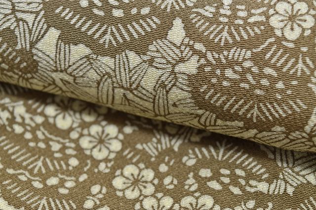 Vintage Japanese Kimono | Komon Kimono | Beige Silk Crepe | Pine Bamboo Plum | Kyoto Artisan Signed | Size S | Sustainable | rr1579b