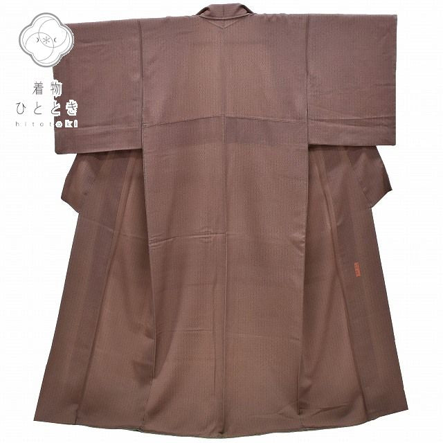 Vintage Japanese Kimono | Edo Komon Kimono | Brown Silk Crepe | Diamond Pattern | Artisan Signed | Size M-L | Sustainable | rr1638b