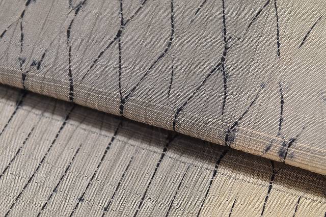 Vintage Japanese Obi | Fukuro Obi | Beige Gray Silk | Shibori Stripe Pattern | Casual | Sustainable | rr1677b