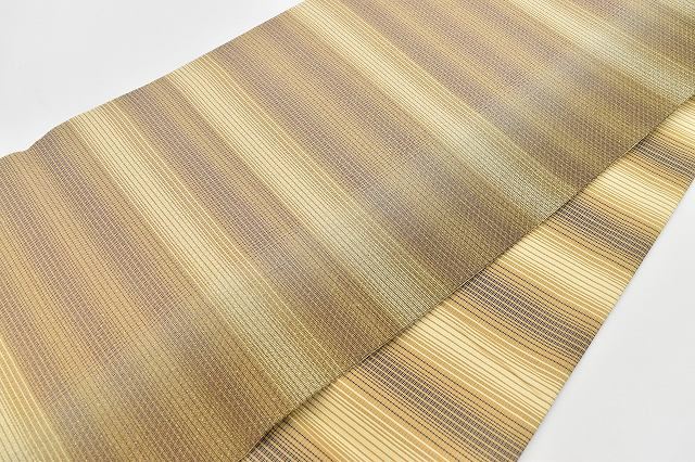 Vintage Japanese Obi | Reversible Fukuro Obi | Brown Silk | Stripe Pattern | Unused | Casual | Sustainable | rr1754b