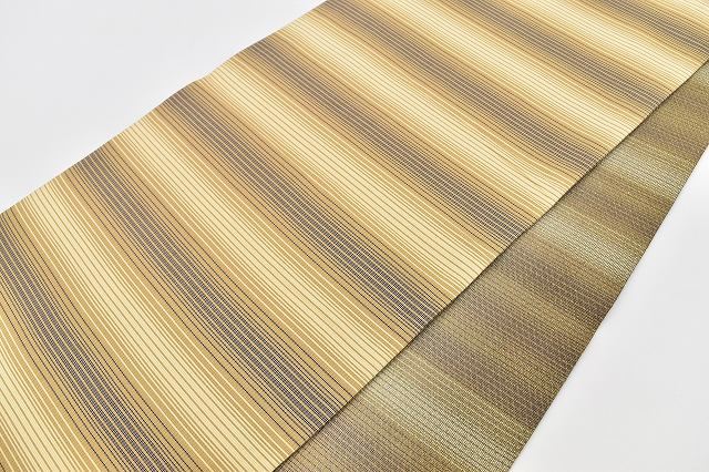 Vintage Japanese Obi | Reversible Fukuro Obi | Brown Silk | Stripe Pattern | Unused | Casual | Sustainable | rr1754b