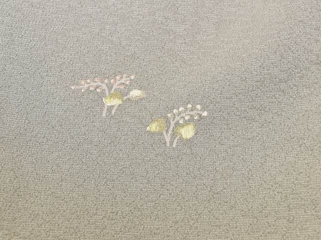 Vintage Japanese Kimono | Komon Kimono | Gray Silk Crepe | Lily of the Valley Pattern | Hama Chirimen | Excellent | Sustainable | rr1790b