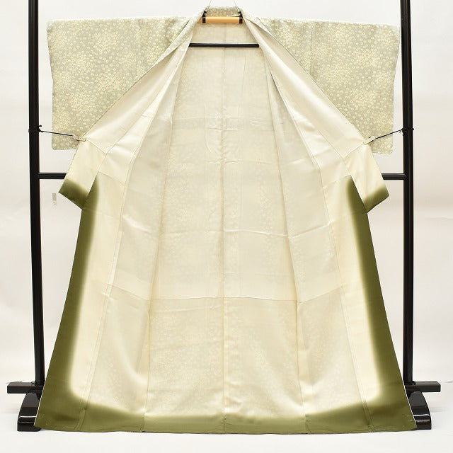 Vintage Japanese Kimono | Komon Kimono | Light Gray Silk Crepe | Marigold Pattern | Size L | Sustainable | rr1791b