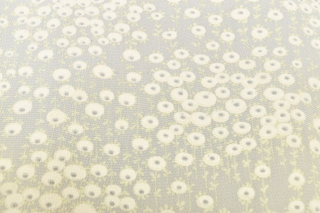 Vintage Japanese Kimono | Komon Kimono | Light Gray Silk Crepe | Marigold Pattern | Size L | Sustainable | rr1791b