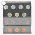 Vintage Japanese Obi | Fukuro Obi | Gray Silk | Court Pattern | Kara-ori | Nishijin | Sustainable | rr1797b