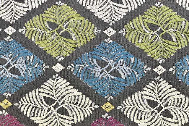 Vintage Japanese Obi | Fukuro Obi | Dark Gray Silk | Flower Diamond Pattern | Kuhyakusainishiki | Sustainable | rr1798b