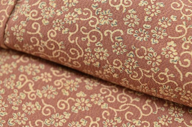 Vintage Japanese Kimono | Komon Kimono | Brown Purple Silk Crepe | Floral Arabesque Pattern | Size S | Sustainable | rr1838b