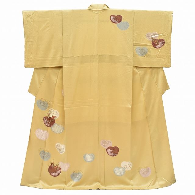 Vintage Japanese Kimono | Houmongi Kimono | Gold Silk | Shibori Kanoko Floral | Embroidery | Size M-L | Sustainable | rr1849b