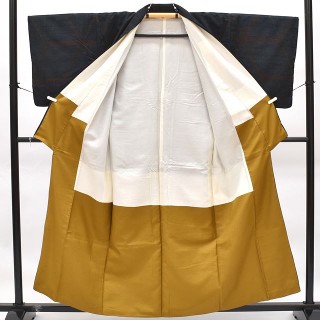Vintage Japanese Kimono | Mawata Tsumugi Kimono | Navy Silk | Diamond Pattern | Size SS | Sustainable | rr1942b