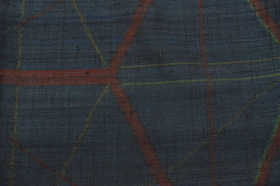 Vintage Japanese Kimono | Mawata Tsumugi Kimono | Navy Silk | Diamond Pattern | Size SS | Sustainable | rr1942b