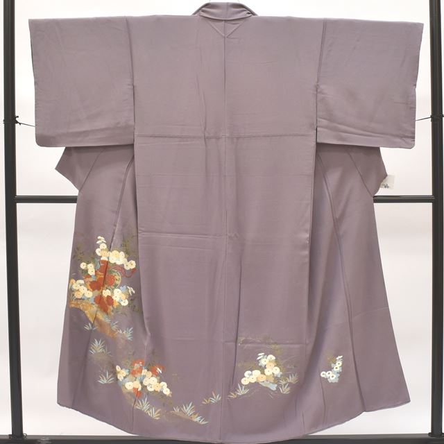 Vintage Japanese Kimono | Iro-Tomesode Kimono | Purple Silk Crepe | Drum Chrysanthemum | Size SS | Sustainable | rr1945b