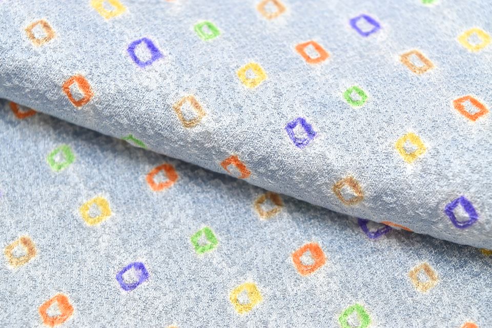 Vintage Japanese Kimono | Komon Kimono | Blue Silk Crepe | Kanoko Shibori Pattern | Size S | Sustainable | rr1985b