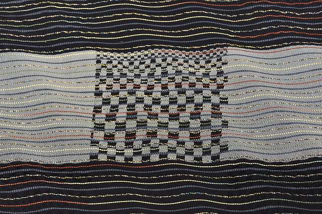 Vintage Japanese Obi | Fukuro Obi | Black Silk | Wavy Stripe | Nishijin Plant Dye | Excellent | Sustainable | rr2001b