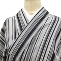 Vintage Japanese Kimono | Tsumugi Kimono | Gray Silk | Stripe Pattern | Unlined | Size L | Sustainable | rr2011b