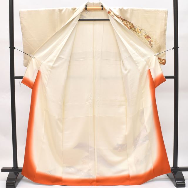 Vintage Japanese Kimono | Houmongi Kimono | Cream Silk | Noshi Fan Pattern | Size M-L | Sustainable | rr2016b