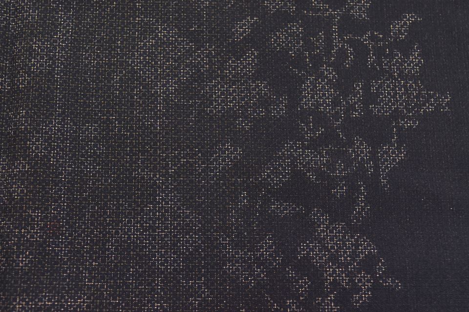 Vintage Japanese Kimono | Oshima Tsumugi Kimono | Black Silk | Floral Pattern | After-dyed | Size M | Sustainable | rr2021b