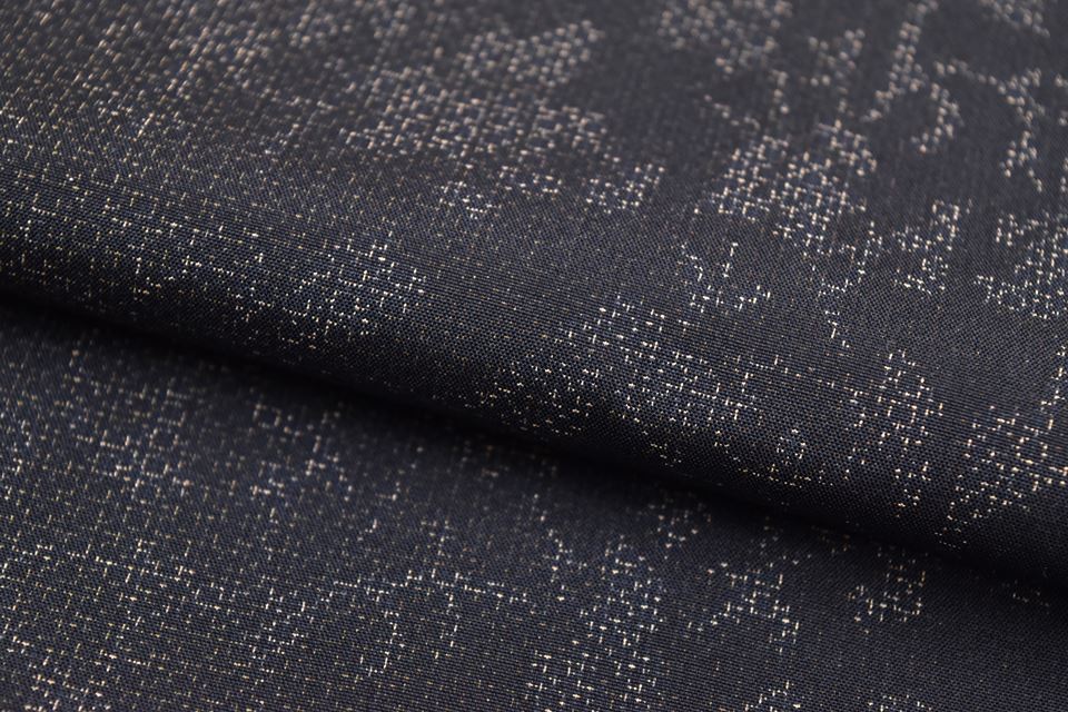 Vintage Japanese Kimono | Oshima Tsumugi Kimono | Black Silk | Floral Pattern | After-dyed | Size M | Sustainable | rr2021b