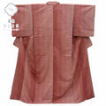 Vintage Japanese Kimono | Tsumugi Kimono | Red Pink Silk | Stripe Pattern | After-dyed | Size M-L | Sustainable | rr2085b