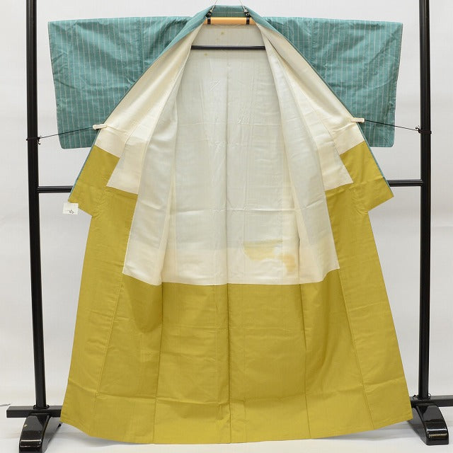 Vintage Japanese Kimono | Tsumugi Kimono | Blue Green Silk | Ryukyu Pattern | Size S | Sustainable | rr2149b