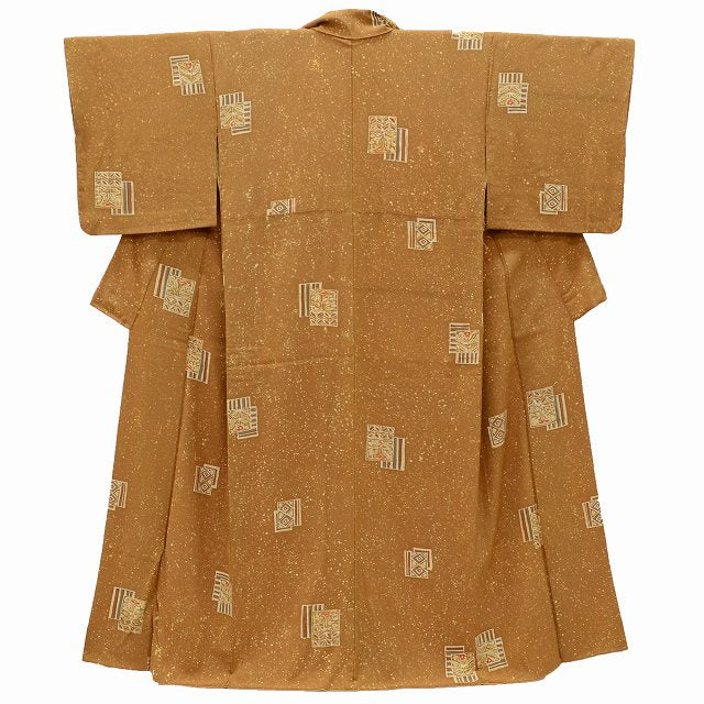 Vintage Japanese Kimono | Komon Kimono | Brown Silk Crepe | Botanical Pattern | Size S-L | Sustainable | rr2151b