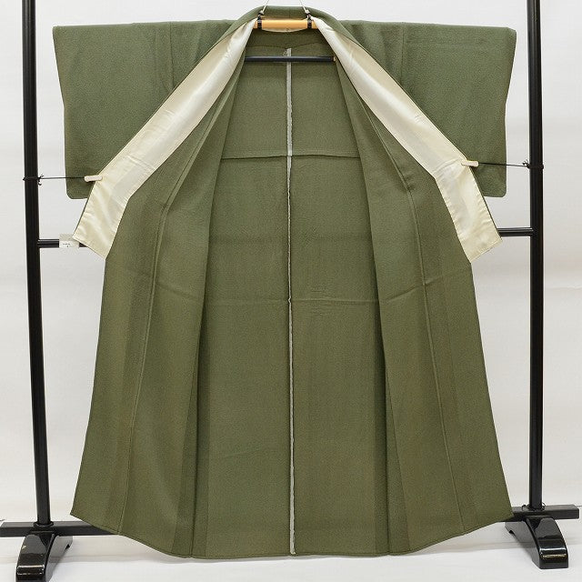 Vintage Japanese Kimono | Edo Komon Kimono | Green Silk | Standing Weight Pattern | One Crest | Artisan Signed | Sustainable | rr2193b