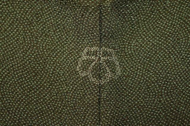 Vintage Japanese Kimono | Edo Komon Kimono | Green Silk | Standing Weight Pattern | One Crest | Artisan Signed | Sustainable | rr2193b