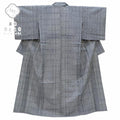 Vintage Japanese Kimono | Tsumugi Kimono | White Navy Silk | Stripe Lattice Pattern | Handwoven | Unused | Unlined | Sustainable | rr2201b