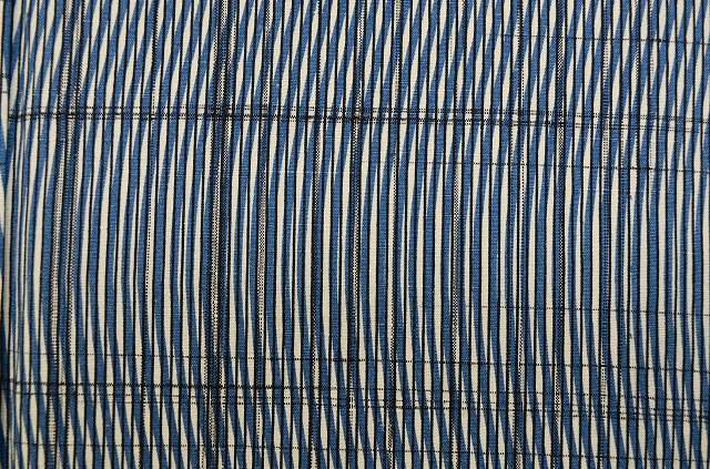 Vintage Japanese Kimono | Tsumugi Kimono | White Navy Silk | Stripe Lattice Pattern | Handwoven | Unused | Unlined | Sustainable | rr2201b