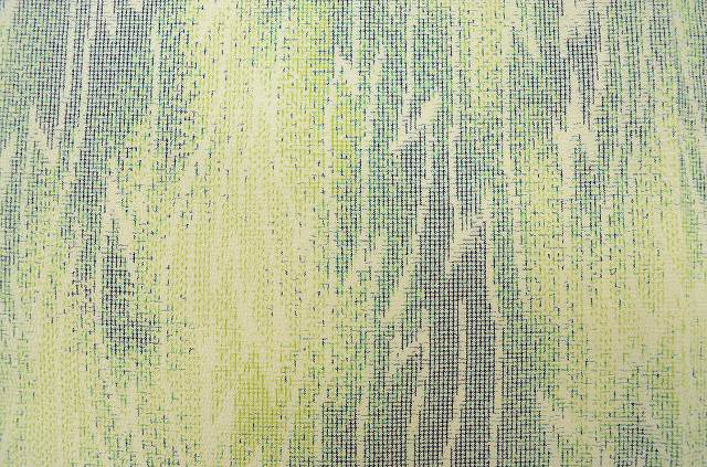 Vintage Japanese Kimono | Shiozawa Tsumugi Kimono | Green Silk | Cross Kasuri Pattern | Unlined | Size S-LL | Sustainable | rr2208b
