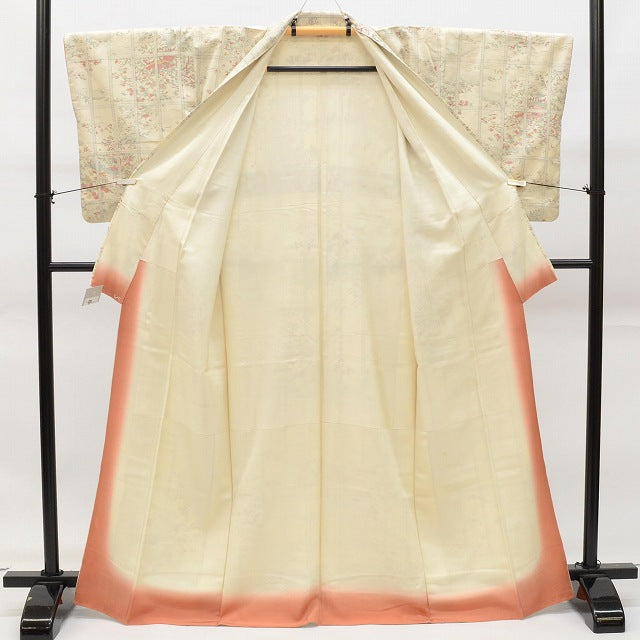Vintage Japanese Kimono | Mawata Tsumugi Kimono | Cream White Silk | Landscape Pattern | Size M | Sustainable | rr2212b